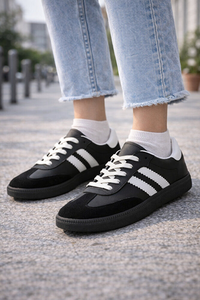 retro sneaker spor ayakkabı kadın günlükB75806 Renkli Rahat Hafif Günlük Yürüyüş Ayakkabısı Siyah - 40