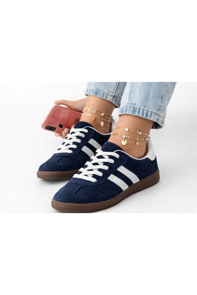 retro sneaker spor ayakkabı kadın günlükB75806 Renkli Rahat Hafif Günlük Yürüyüş Ayakkabısı Lacivert - 40