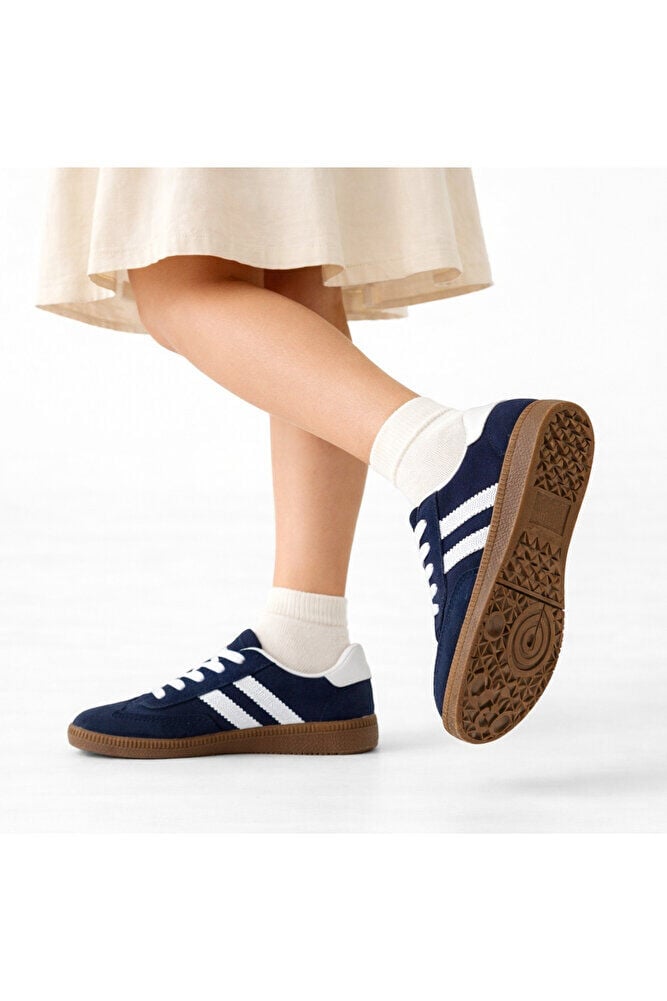 retro sneaker spor ayakkabı kadın günlükB75806 Renkli Rahat Hafif Günlük Yürüyüş Ayakkabısı Lacivert - 39