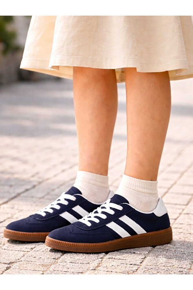retro sneaker spor ayakkabı kadın günlükB75806 Renkli Rahat Hafif Günlük Yürüyüş Ayakkabısı Lacivert - 39
