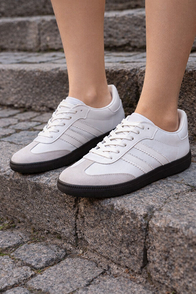 retro sneaker spor ayakkabı kadın günlükB75806 Renkli Rahat Hafif Günlük Yürüyüş Ayakkabısı Beyaz - 36