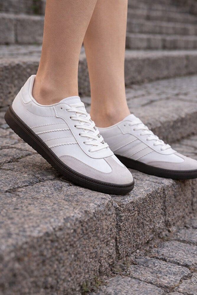 retro sneaker spor ayakkabı kadın günlükB75806 Renkli Rahat Hafif Günlük Yürüyüş Ayakkabısı Beyaz - 36