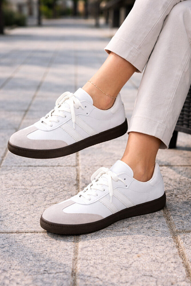 retro sneaker spor ayakkabı kadın günlükB75806 Renkli Rahat Hafif Günlük Yürüyüş Ayakkabısı Beyaz - 39