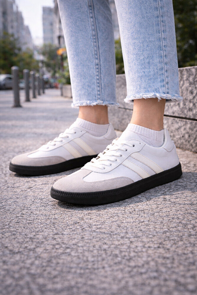 retro sneaker spor ayakkabı kadın günlükB75806 Renkli Rahat Hafif Günlük Yürüyüş Ayakkabısı Beyaz - 39