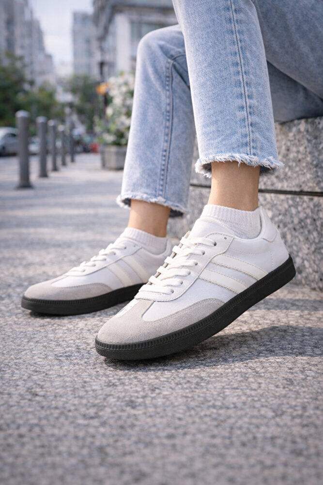 retro sneaker spor ayakkabı kadın günlükB75806 Renkli Rahat Hafif Günlük Yürüyüş Ayakkabısı Beyaz - 38
