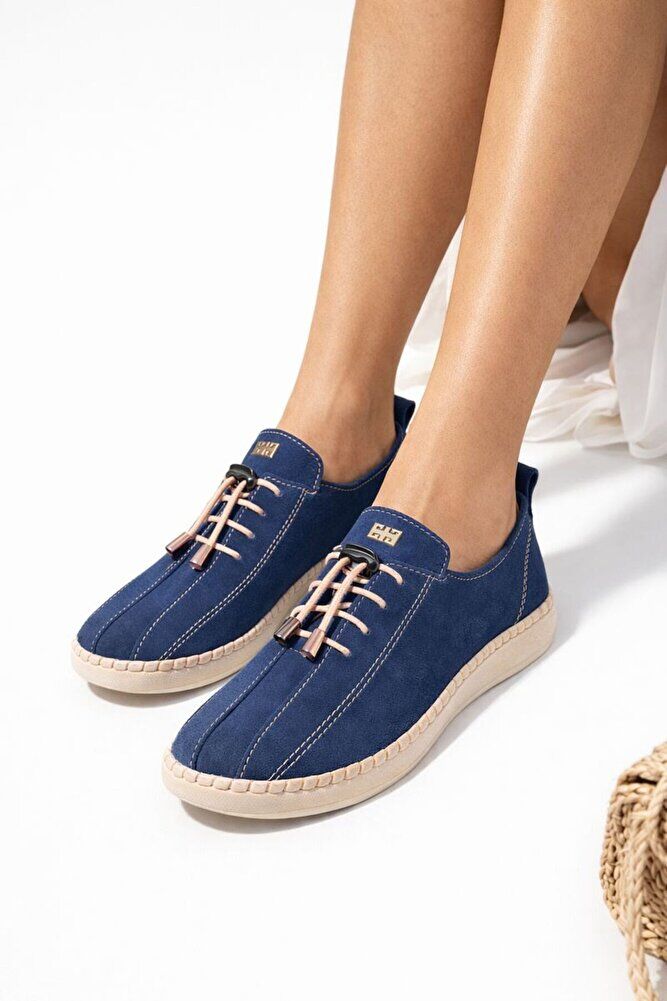 Comfort Sneaker Yumuşak Akıllı Bağcıklı Memory Taban Günlük Kaymaz Hafif Yürüyüş Ayakkabısı Lacivert - 39