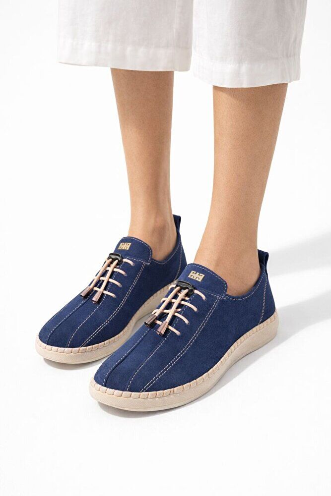 Comfort Sneaker Yumuşak Akıllı Bağcıklı Memory Taban Günlük Kaymaz Hafif Yürüyüş Ayakkabısı Lacivert - 39